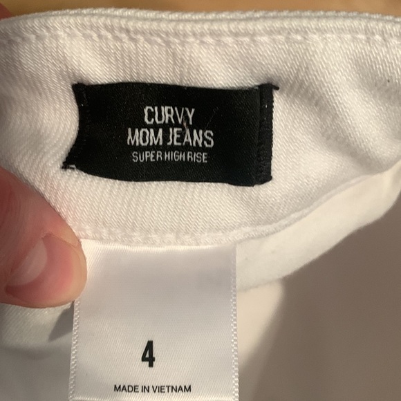 EXPRESS Curvy Mom Jeans Super High Rise Button Fly White Ankle Pants Women’s 4 - Picture 4 of 11
